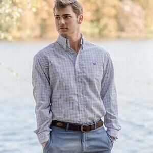 Southern Marsh Nottoway Check Dress Shirt Men's Size S